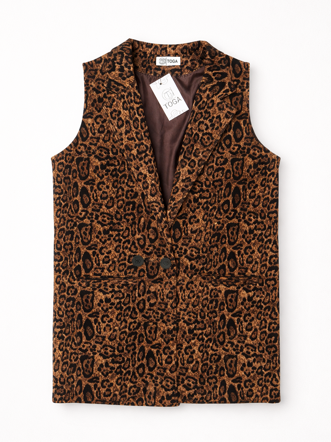 TOGA Statement Leopard Print Vest – Corduroy Texture